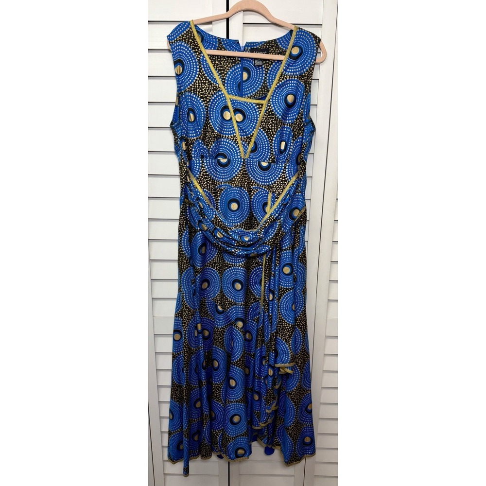 Ashro Majesty African Print Geometric Sleeveless Maxi Dress Women's Size 16W